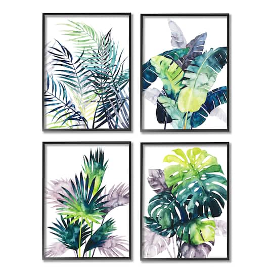 Stupell Industries Various Tropical Palm Plants Wall Art in Black Frames 4ct